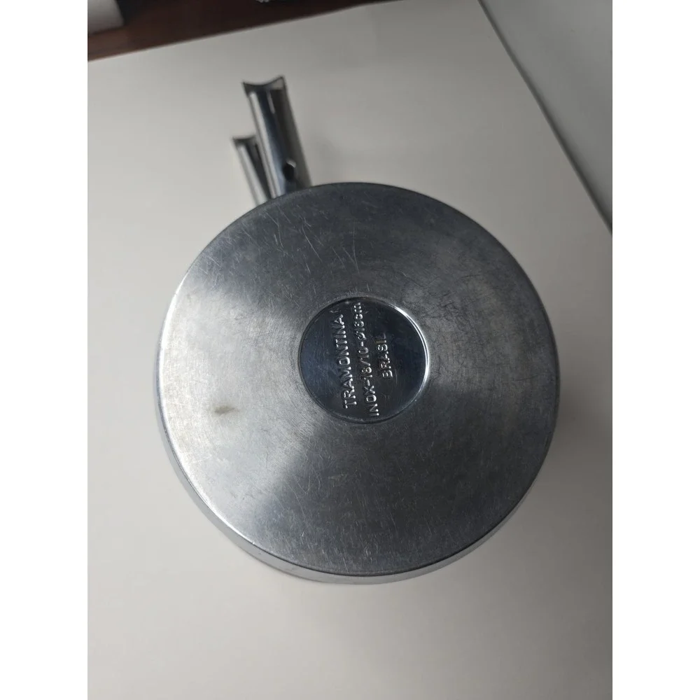 Tramontina 18/10 Stainless Steel 20 & 16 cm Saucepan Pots Try-Ply Clad Set of 2